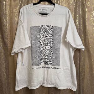 Joy Division Ivory Black Unknown Pleasures Frayed Hem T Shirt 2X/3X